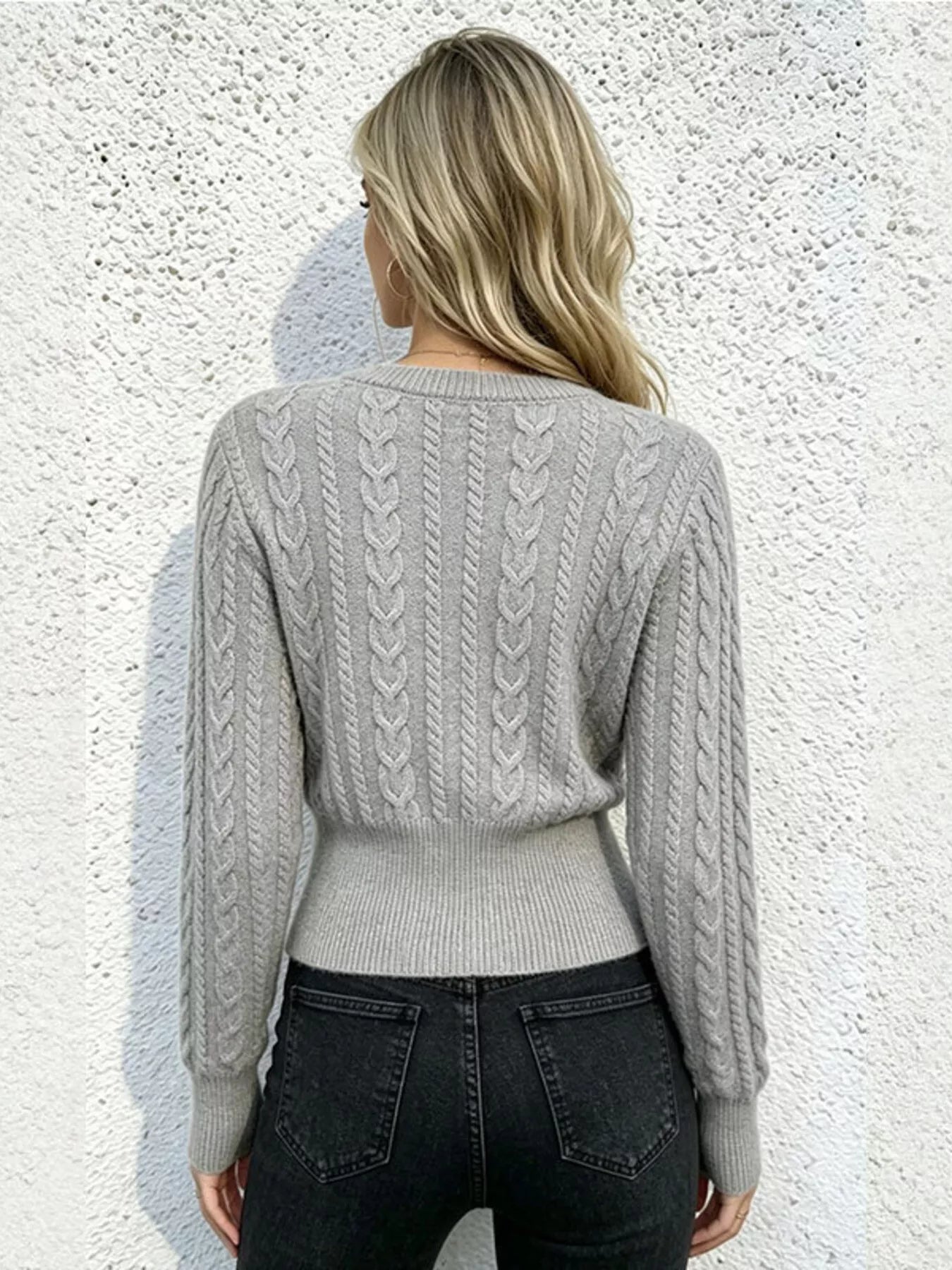 Cable Knit Zipper Detail Sweater Secondary image