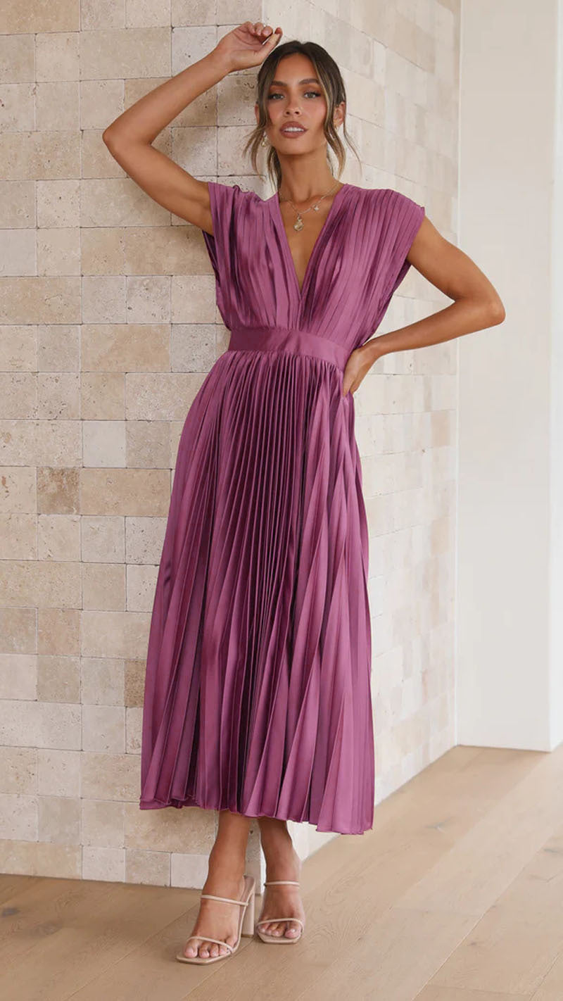 Summer V-neck Pleated Dress INS Fashion Casual Loose Zip Sleeveless Dresses For Women Clothing Secondary image