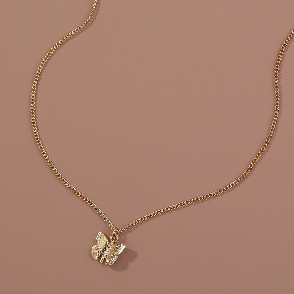 European and American net red necklaces hot-selling gold necklaces, personalized wild small butterfly metal pendants, retro necklaces Secondary image