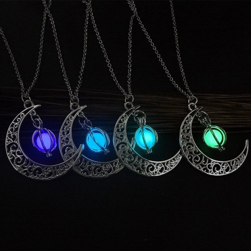 Fashion Moon Natural Glowing Stone Healing Necklace Women Gift Charm Luminous Pendant Necklace Jewelry Secondary image