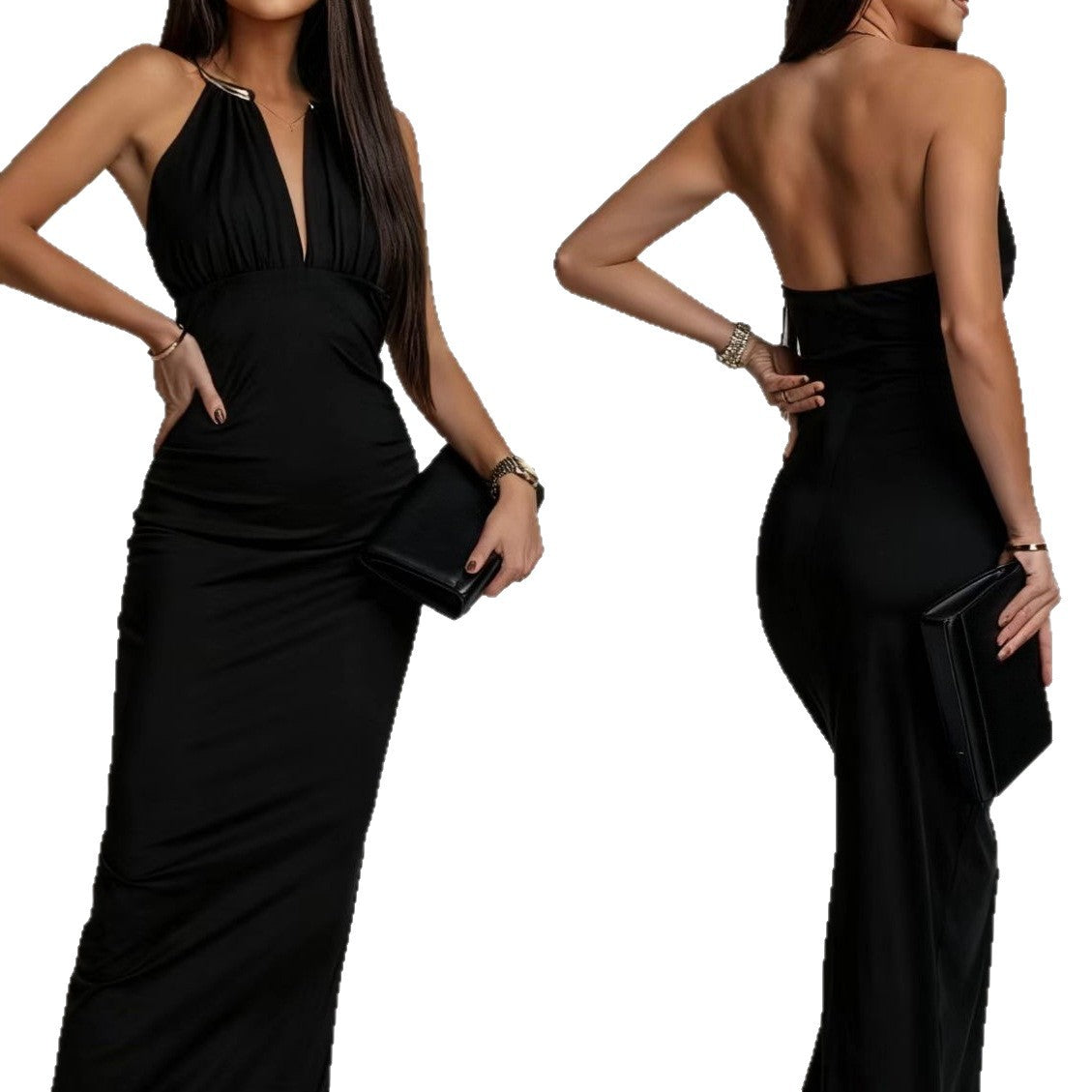 Sexy Deep-V Sleeveless Halterneck Dress Secondary image