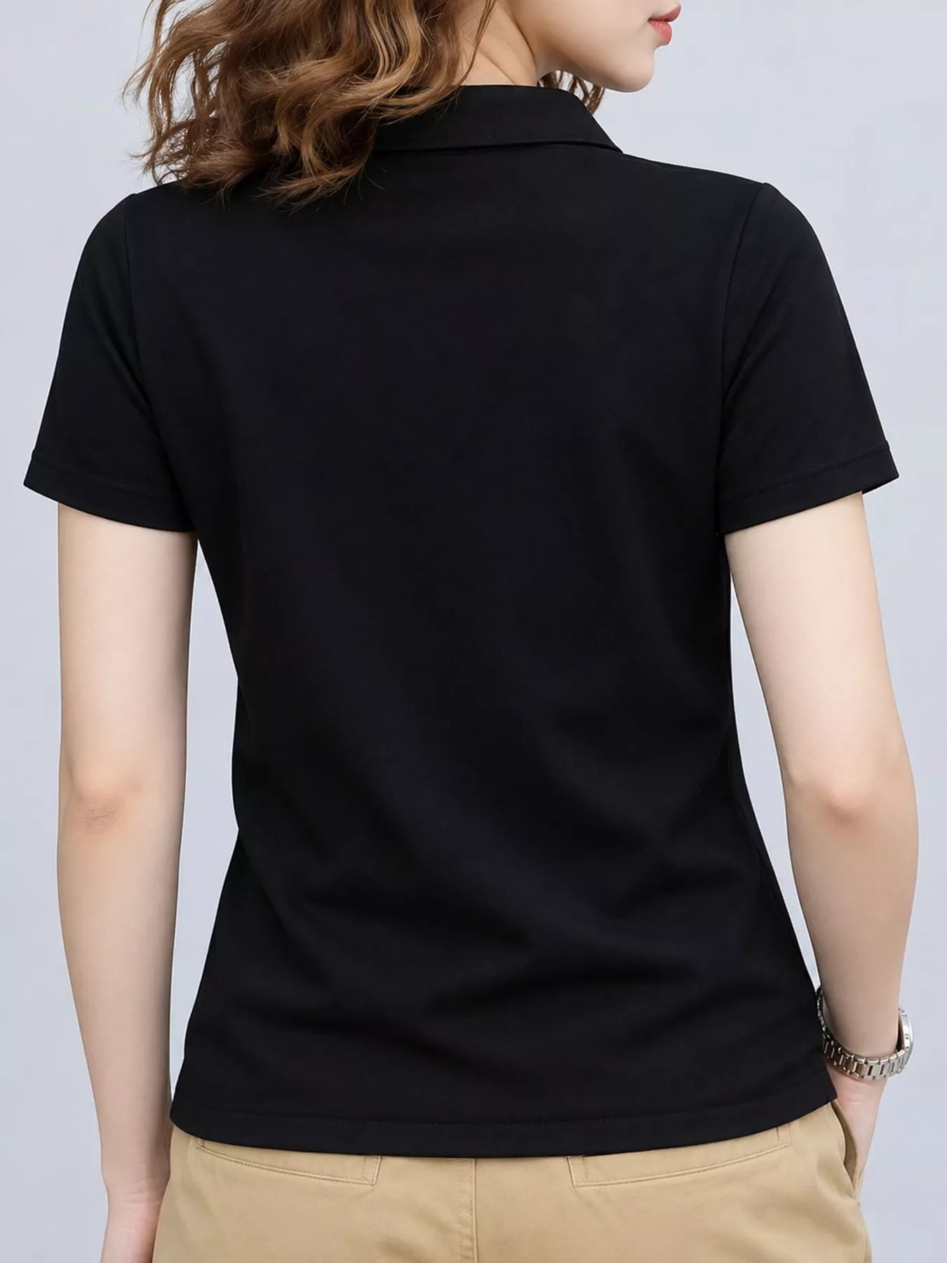 Plus Size Collared Neck Short-Sleeve Polo Secondary image