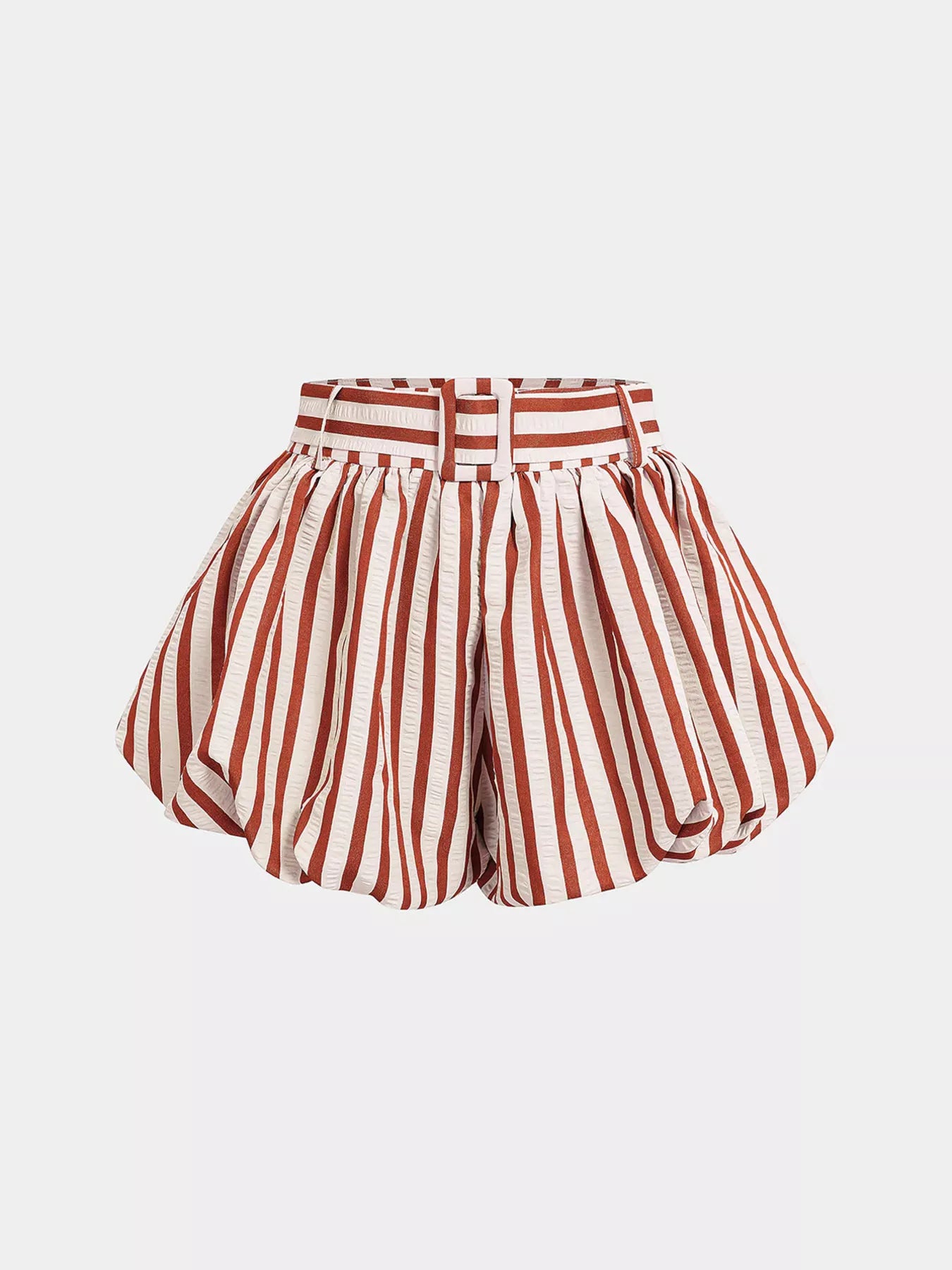 High-Waisted Striped Bubble Shorts Secondary image