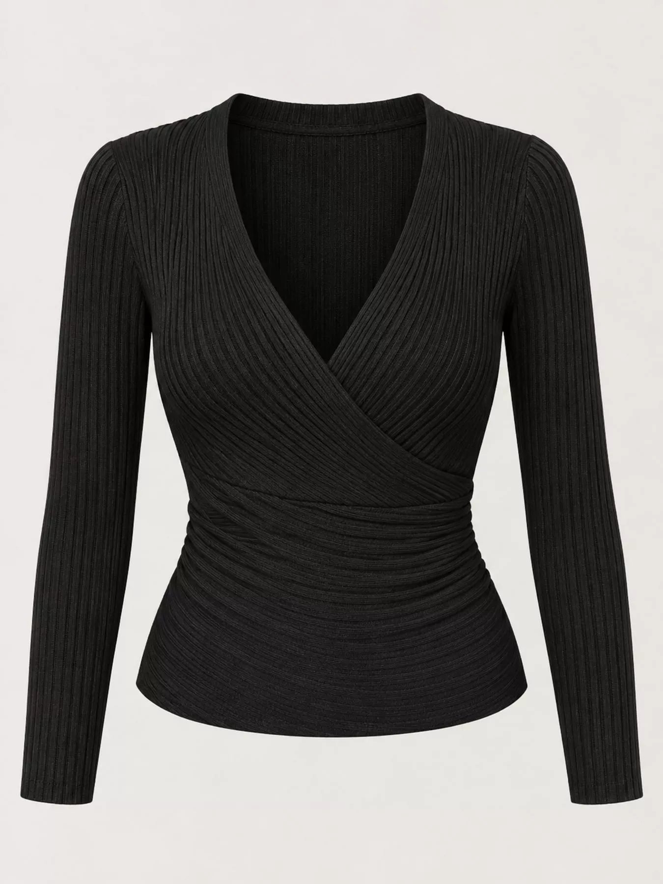 Full Size Ribbed Long Sleeve Slim Fit T-Shirt Plus Size Secondary image