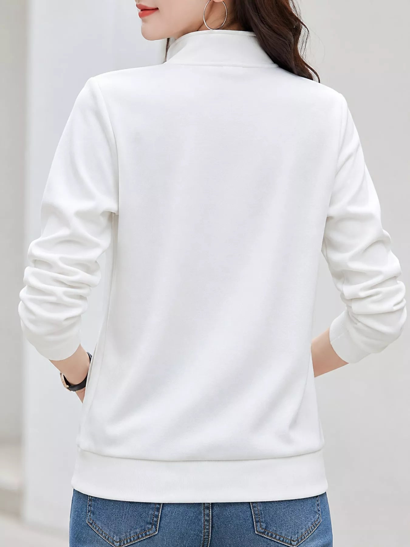 Full Size Stand-Collar Zip-Up Sweatshirt Plus Size Secondary image