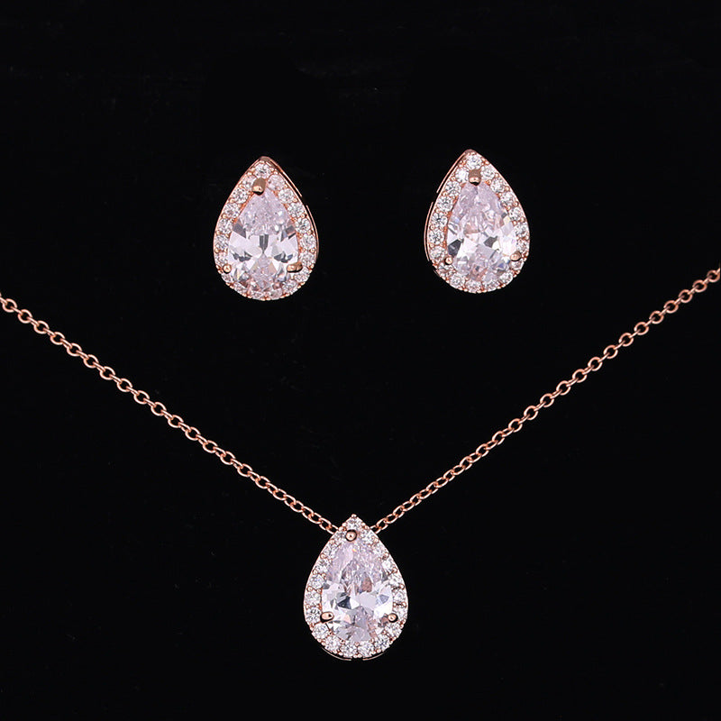 Water Drop Gemstone Necklace Earrings Jewelry Set Secondary image